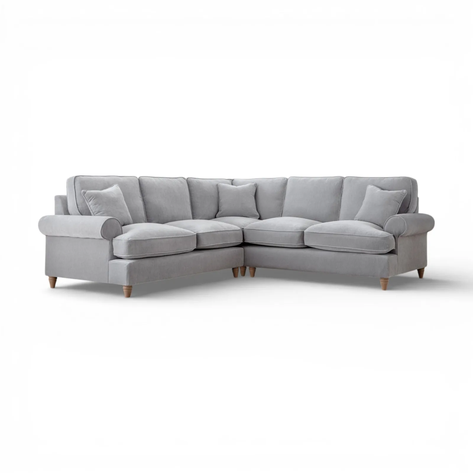 The Great Sofa Company Ezra Large Textured Velvet Corner Sofa - Scroll Arm in Light Grey 2