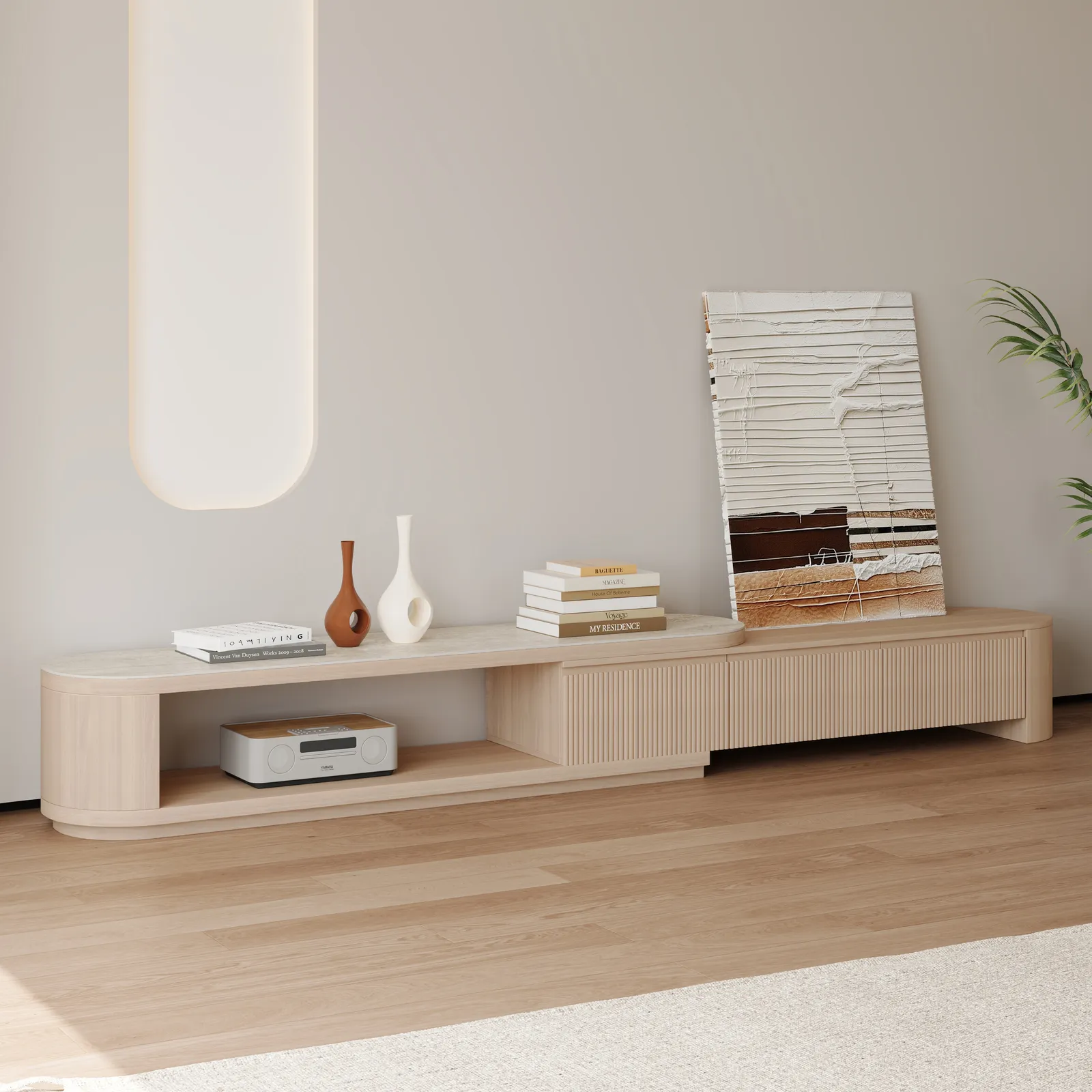 Velar Extendable Sintered Stone Top TV Stand with 3 Drawers (180 - 290 cm)