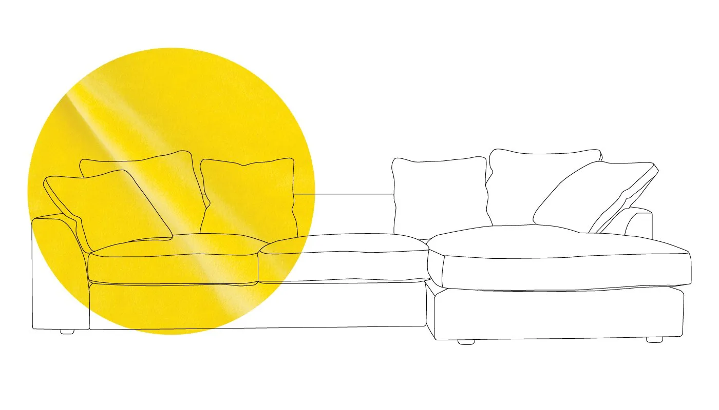 Heal's Cumulus Right Hand Corner Sofa Varese Velvet Alchemilla Black Feet