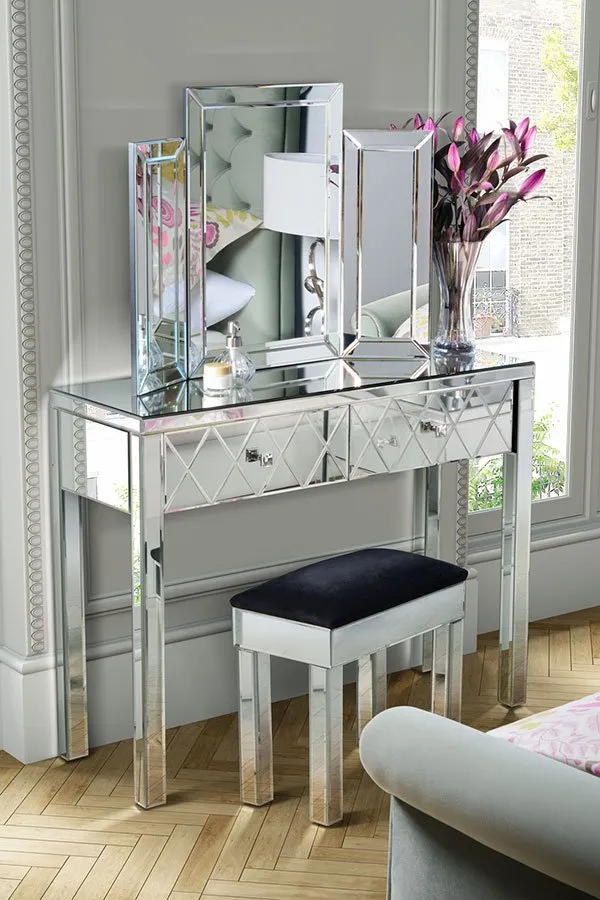 KNIGHTSBRIDGE  Mirrored Dressing Table & COLLETA Triple Folding Mirror
