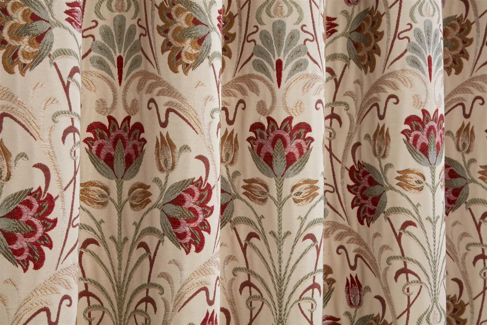 Sundour Aylesbury Floral Pencil Pleat Curtains in Beige 4