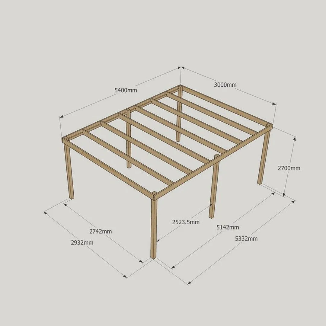 Rutland County Garden Furniture Ltd Garden Pergola 6 Posts - Wood - L300 x W540 x H270 cm - Light Green in Brown 4