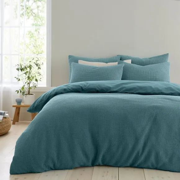 Ashton Waffle 100% Cotton Duvet Cover & Pillowcase Set 1