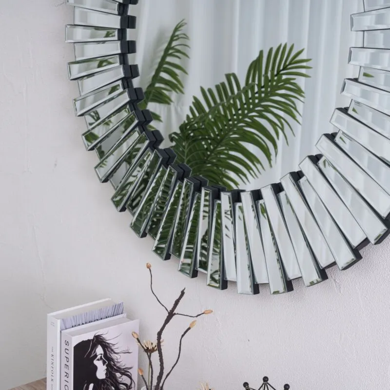 Comfy Living Ltd Modern 3D Sunburst Round Mirror 60cm in Silver 3