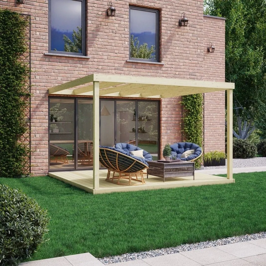 Rutland County Garden Furniture Ltd Box Wall Mounted Pergola & Decking Kit, L480 x W480 x H270 cm, Green