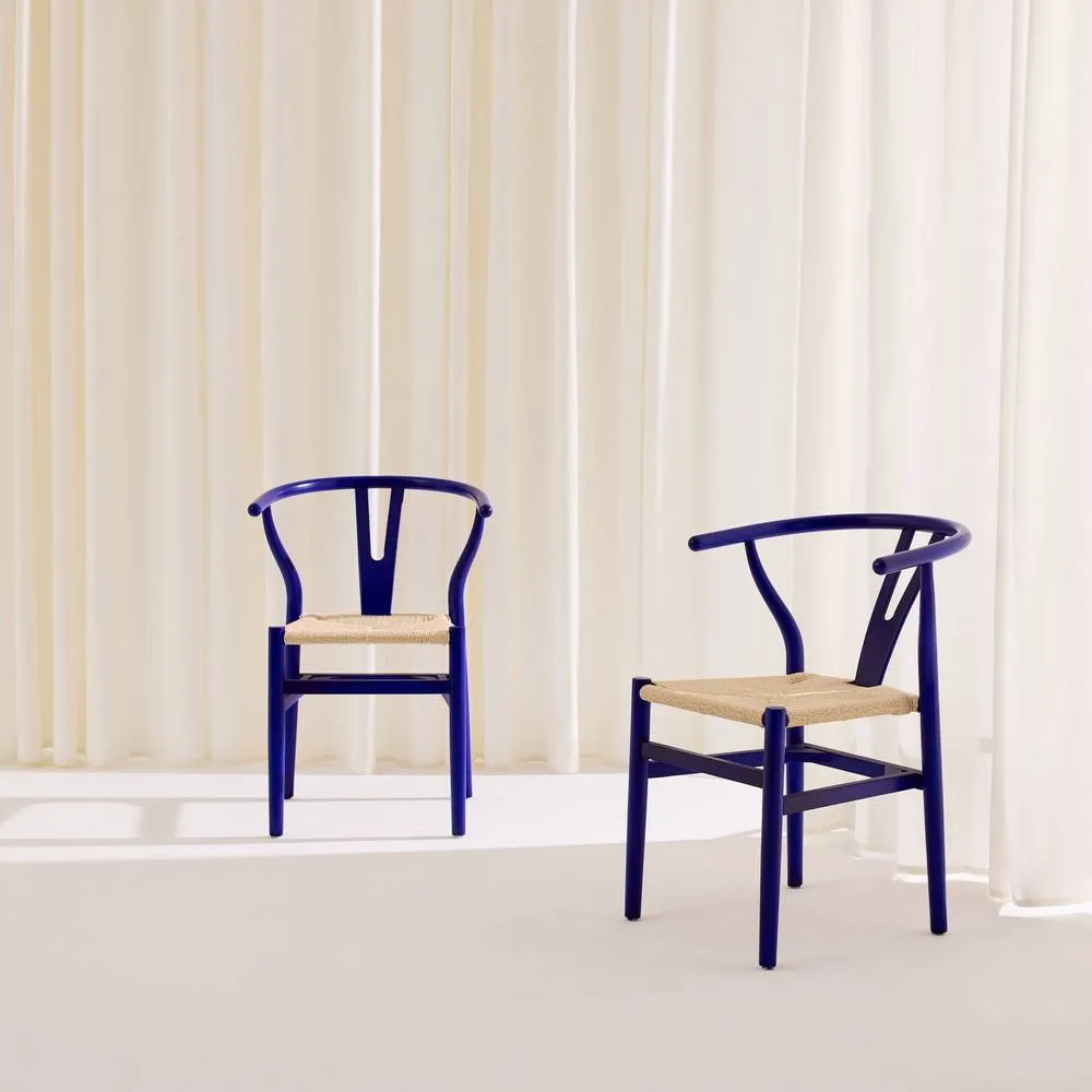sweeek Set of 2 wooden chairs with rope seat in Blue 3
