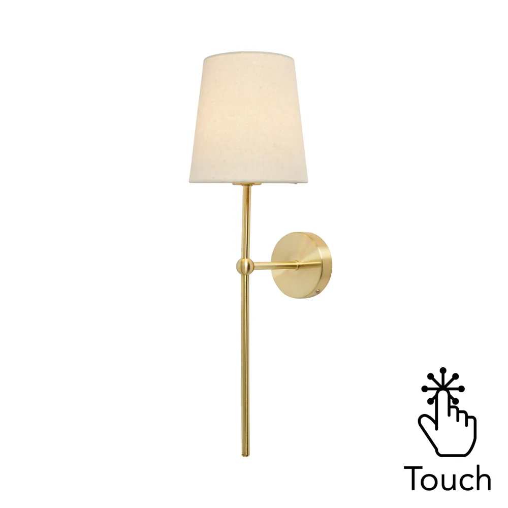 Tamsin Rechargeable Shaded Wall Light, Brass 1