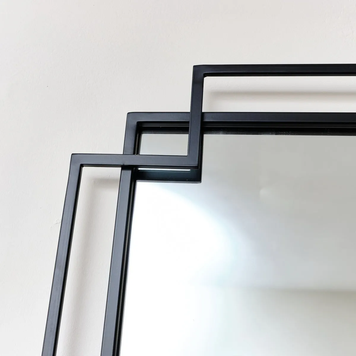 Melody Maison Black Geometric Matt Wall Mirror 94cm X 48cm 2