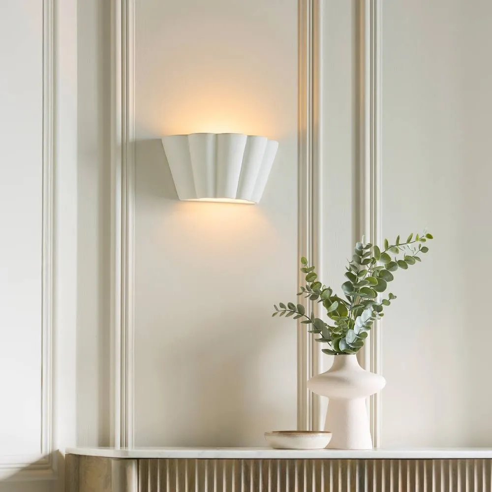 Netlighting Babylon Plaster Wall Lamp Unglazed Ceramic in White 2
