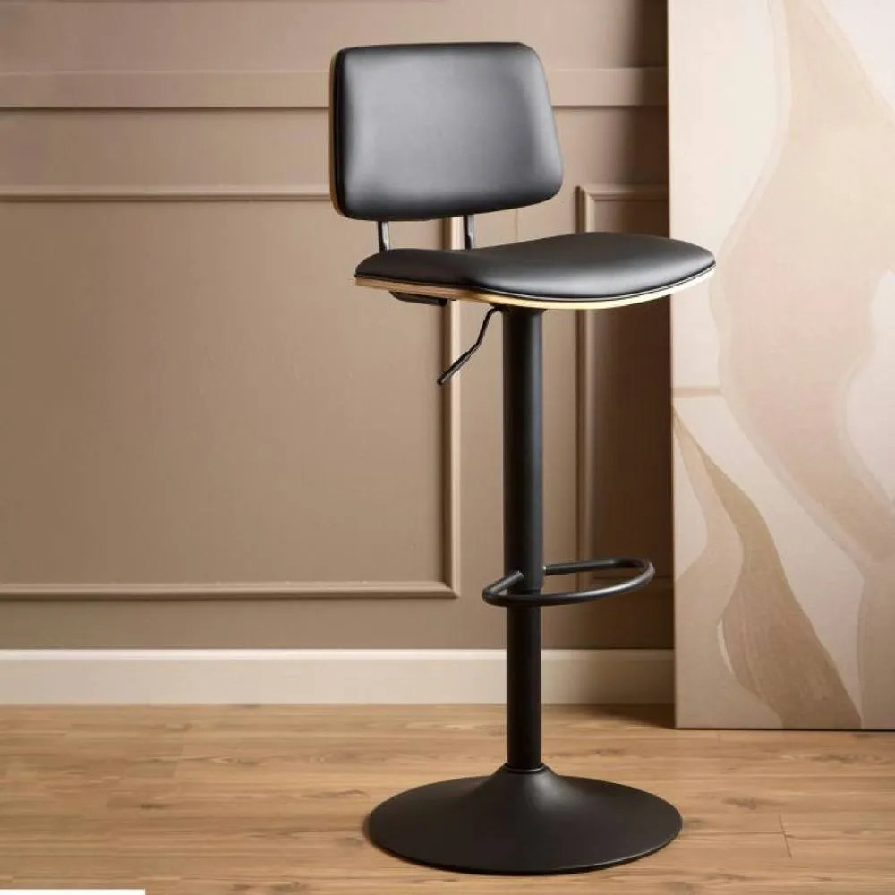 netfurniture Atlas Swivel Bar Stool With Height Adjustable Function in Matt Black 4