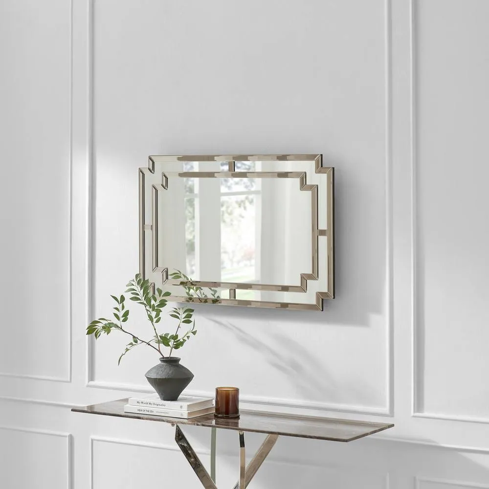 FurnitureboxUK Opaline Grey Deco Style Rectangle Wall Mirror 3