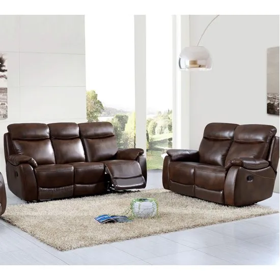 Pincoya Leather 3 Seater Sofa And 2 Seater Sofa Suite In Tan