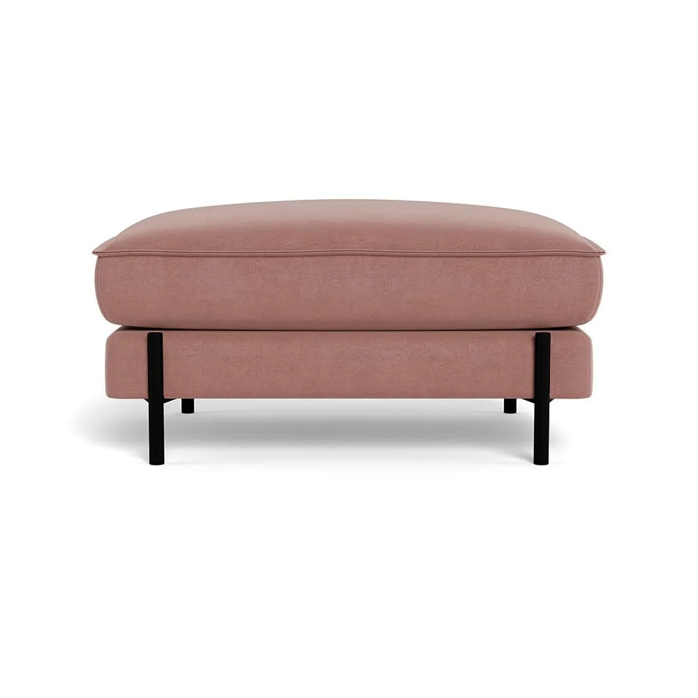 Heal's Tortona Footstool Smart Luxe Velvet Dusky Pink Black Feet