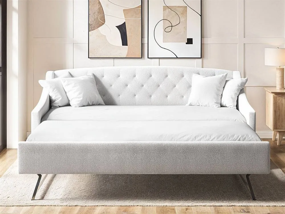 Flair Aurora Boucle Daybed with Trundle in White 4