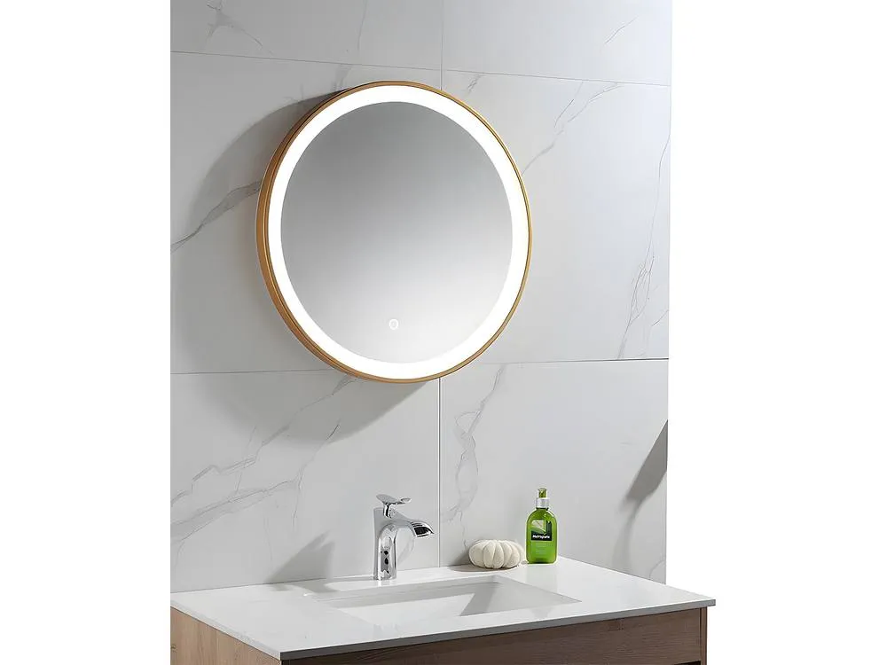 Vente-unique Round Illuminated Gold Bathroom Mirror With Leds - D. 60 Cm - NUMEA 4