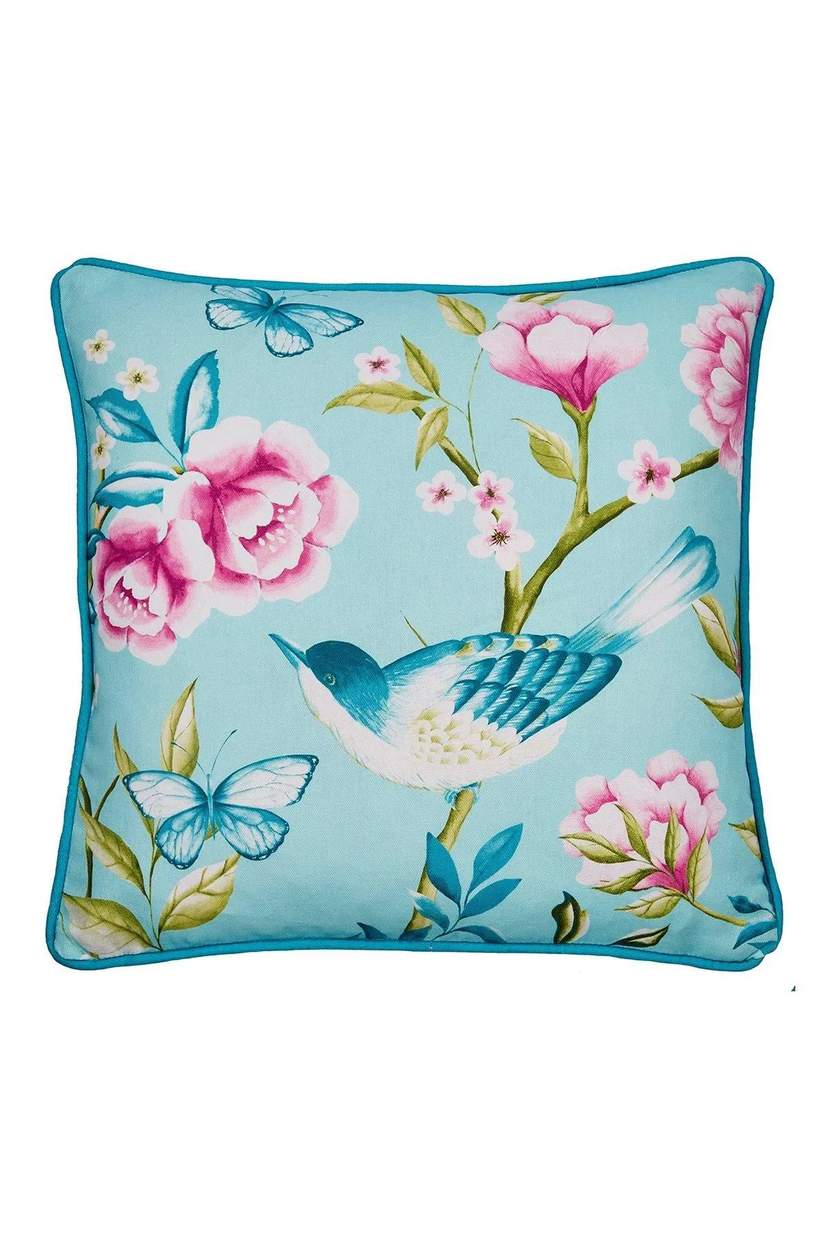 Dreams & Drapes 'Amelle' Outdoor Water & UV Resistant Garden Filled Bench Cushion in Blue 2