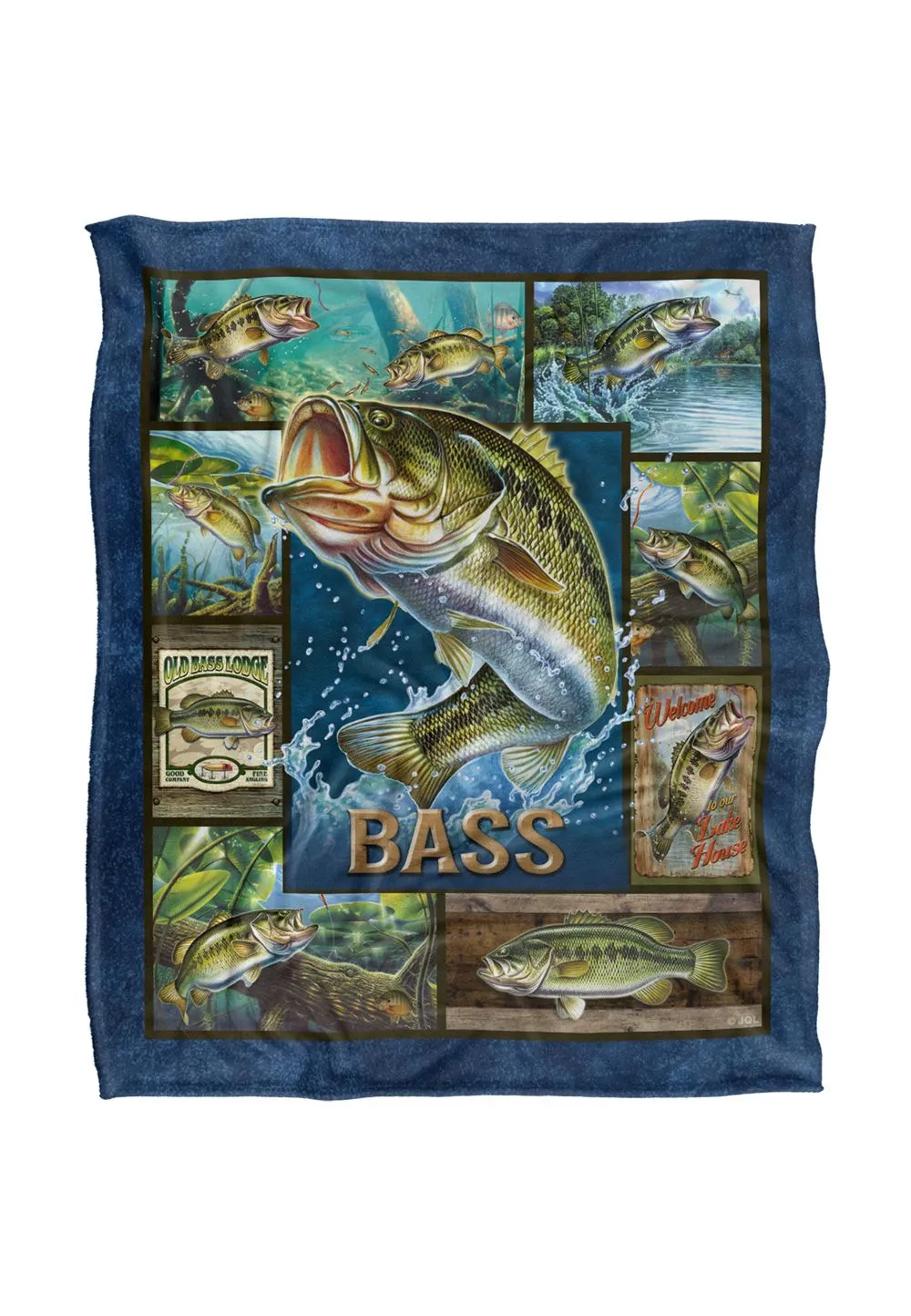 JQ Licensing Bass Fishing Silky Touch Super Soft Throw Blanket 152 X 127 cm in White