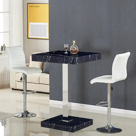 Topaz Gloss Bar Table In Milano Effect 2 Ripple White Bar Stool