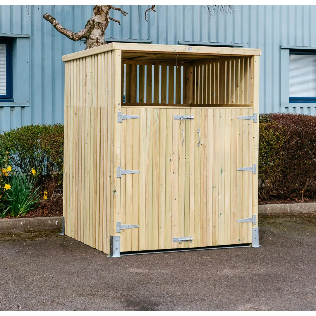 Buttercup Farm Whalley Euro Wheelie Bin Store with Roof, Fits 1x 660L to 1100L Bin in Brown 3