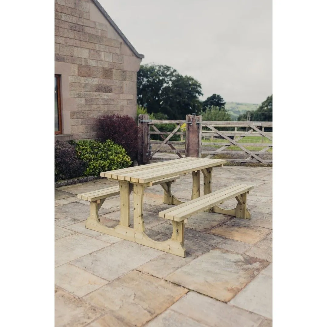 Churnet Valley Garden Furniture Ltd Lunar Picnic Table - L180 x W153 x H76 cm - Partially Assembled in Brown 5