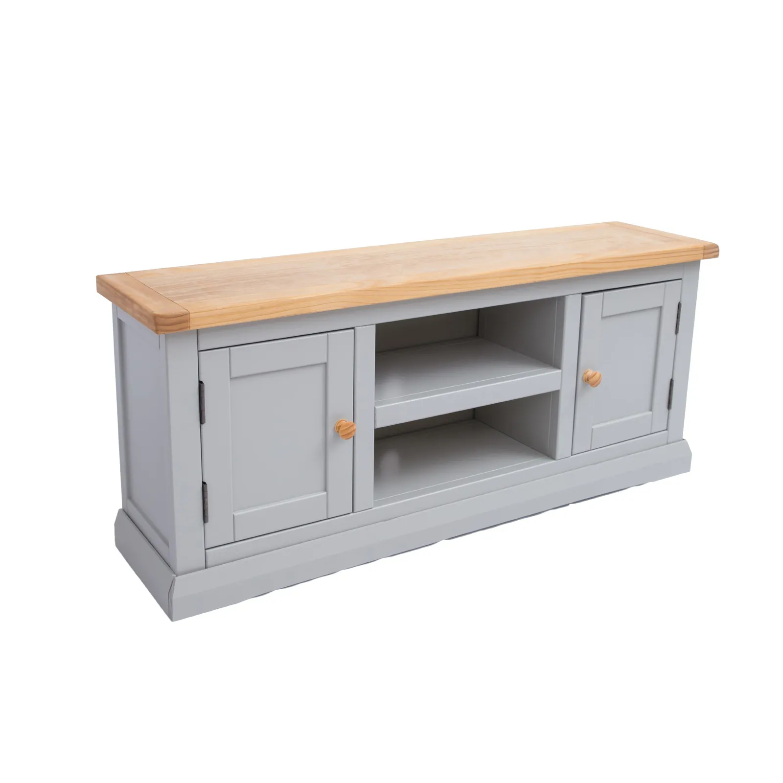 Cabinet Bits Loreo Light Grey 2 Door TV Cabinet Wood Knob 3