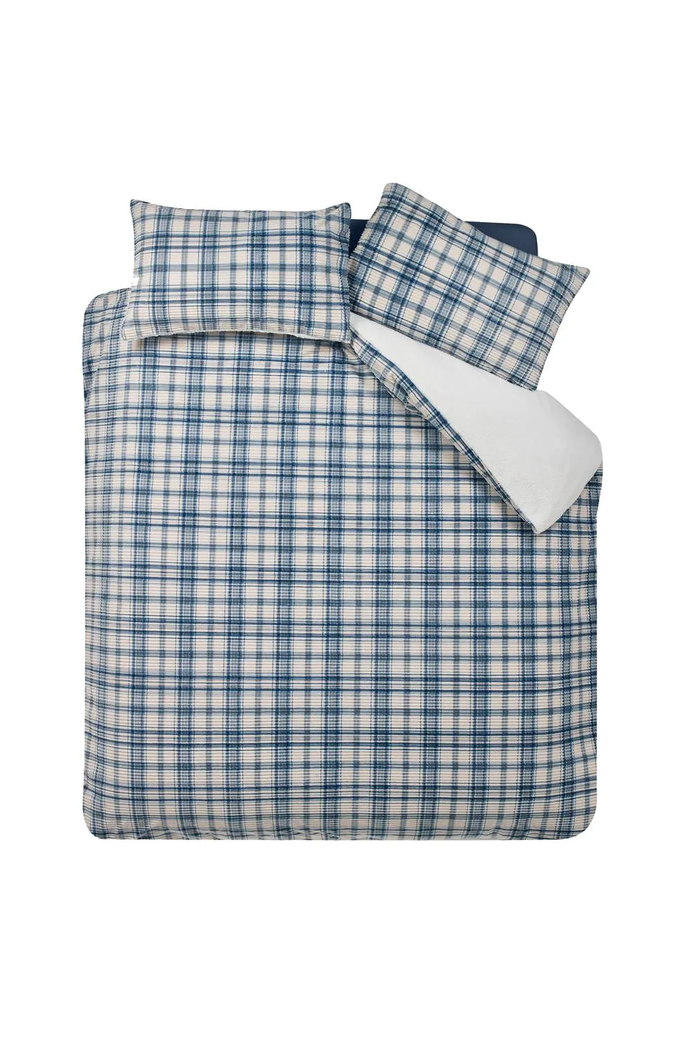 Catherine Lansfield 'Cosy Ribbed Check' Duvet Cover Set in Blue 4