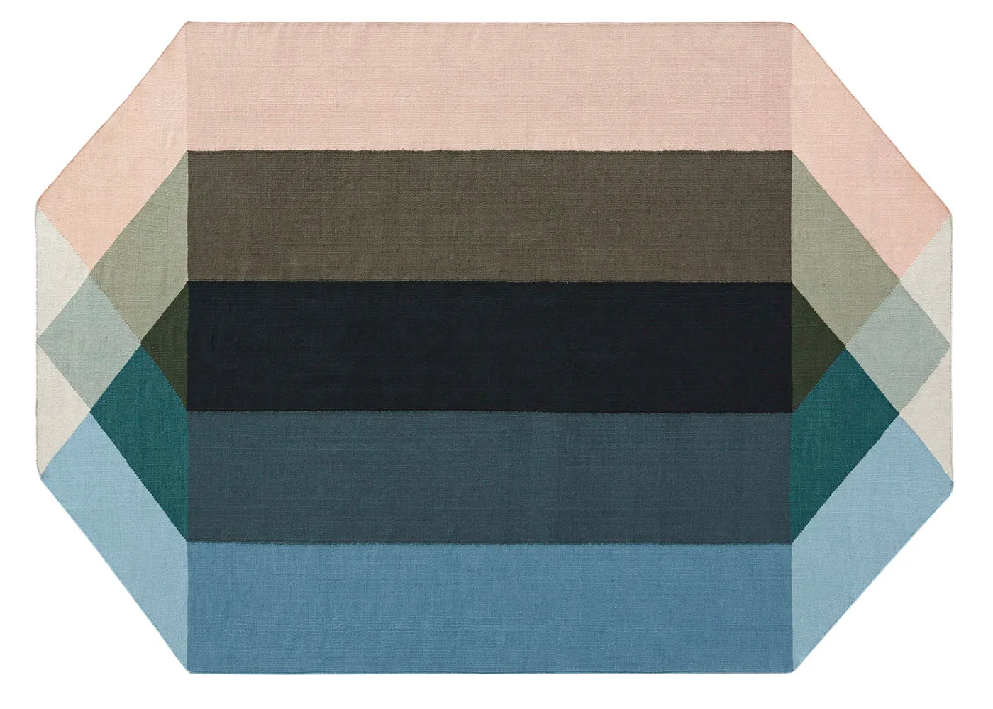 Gandia Blasco Diamond Kilim Rug Nude & Teal 200 x 260cm