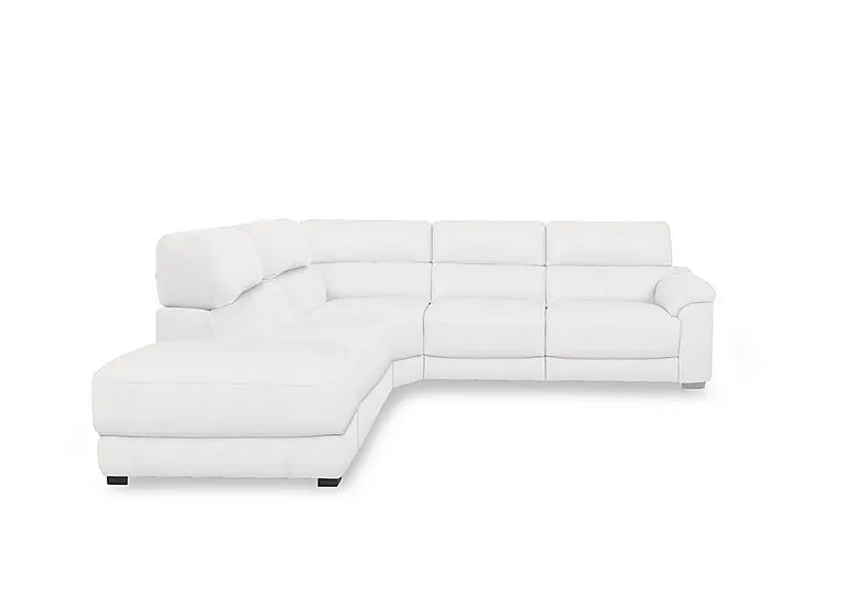 Nova Leather Power Recliner Left Hand Facing Chaise End Sofa with Power Headrests - BV Star White