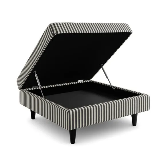 Zoe Pinstripe Fabric Square Storage Footstool 6
