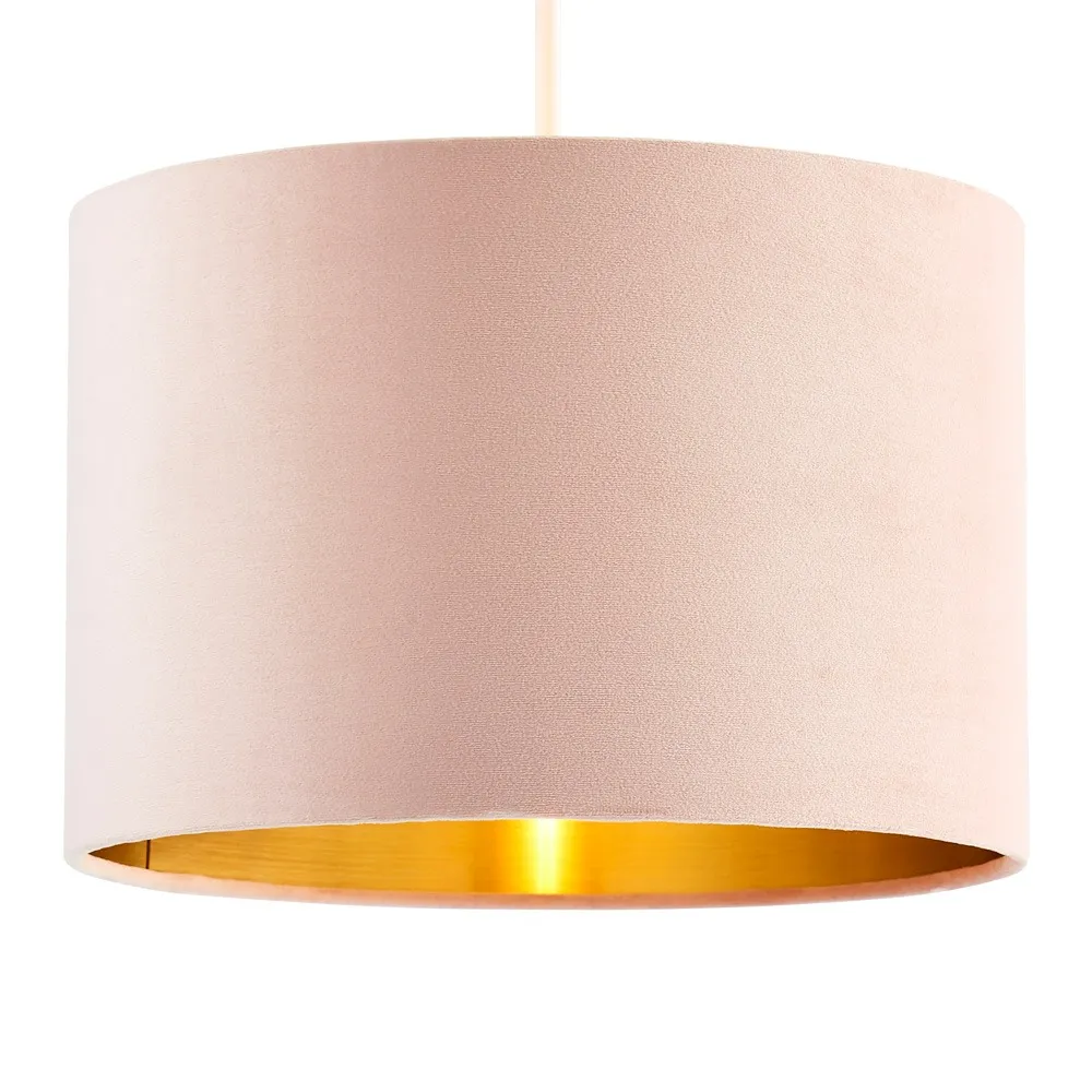 Velvet 30cm Easyfit Shade, Pink and Brass 1
