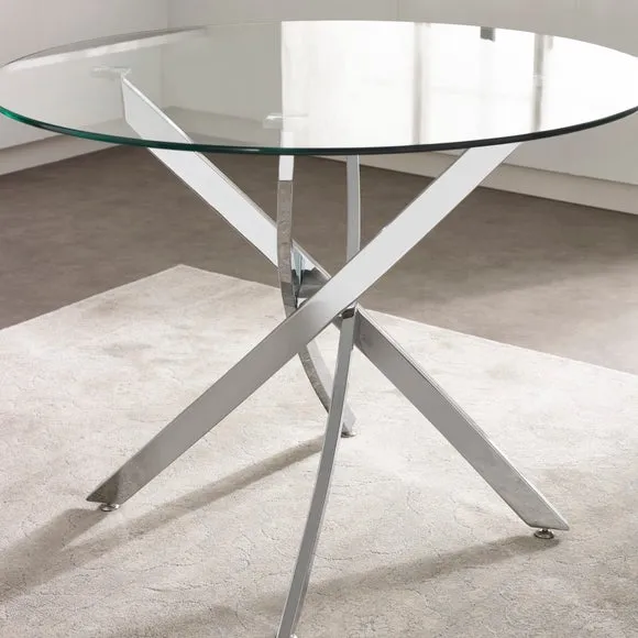 Anderson 4 Seater Round Glass Dining Table 6