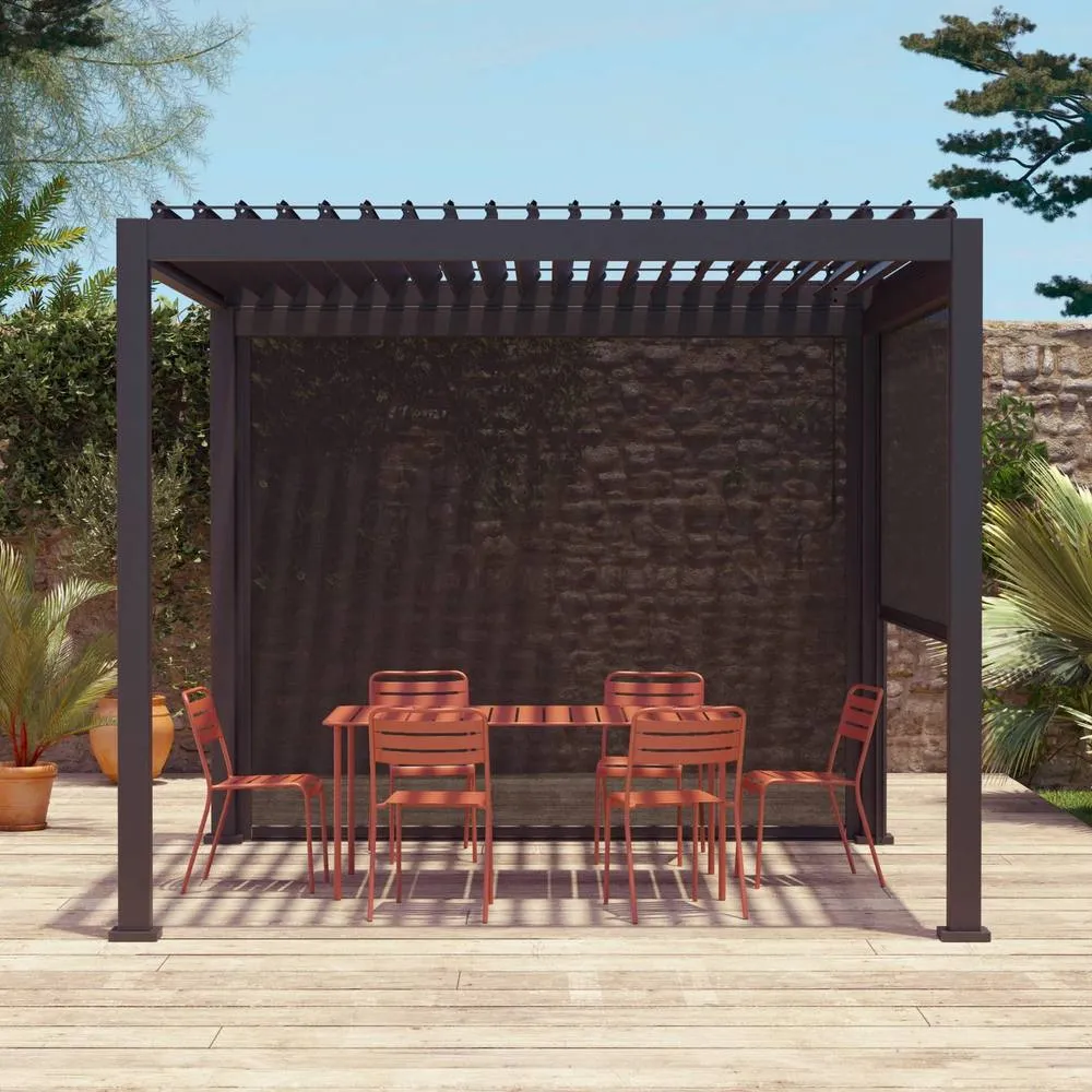 sweeek Louvered pergola aluminium 3 x 3m V2 & 2 3m blinds in Dark Grey 3