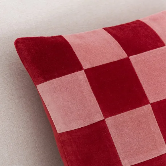 Clara Cubed Patchwork Cotton Velvet Square Cushion 6