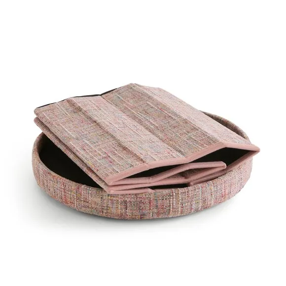 Multi Chenille Round Ottoman 4