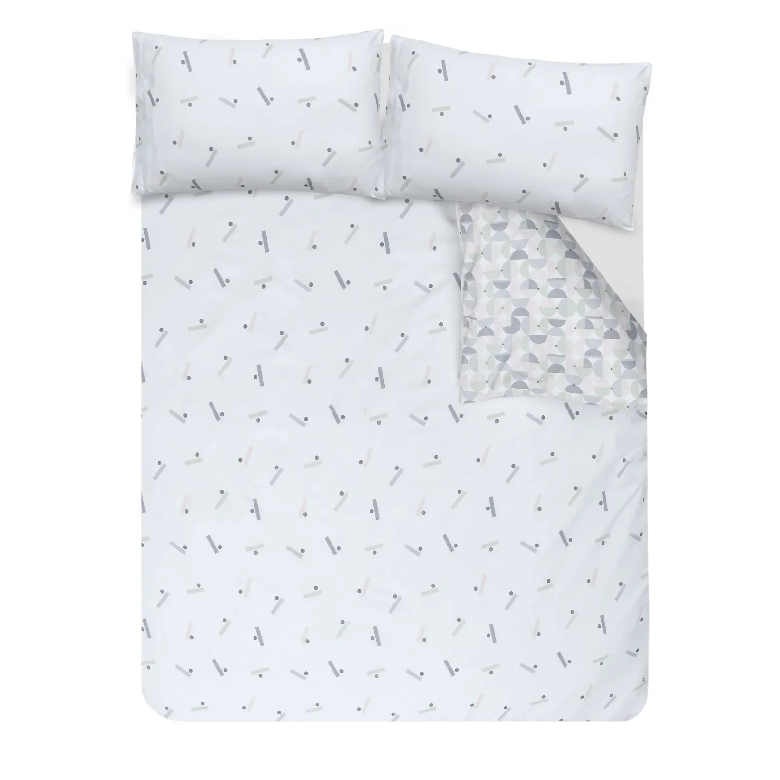 Smart Living Printed Reversible Circle Geo Duvet Cover With Pillowcases in Blue 4