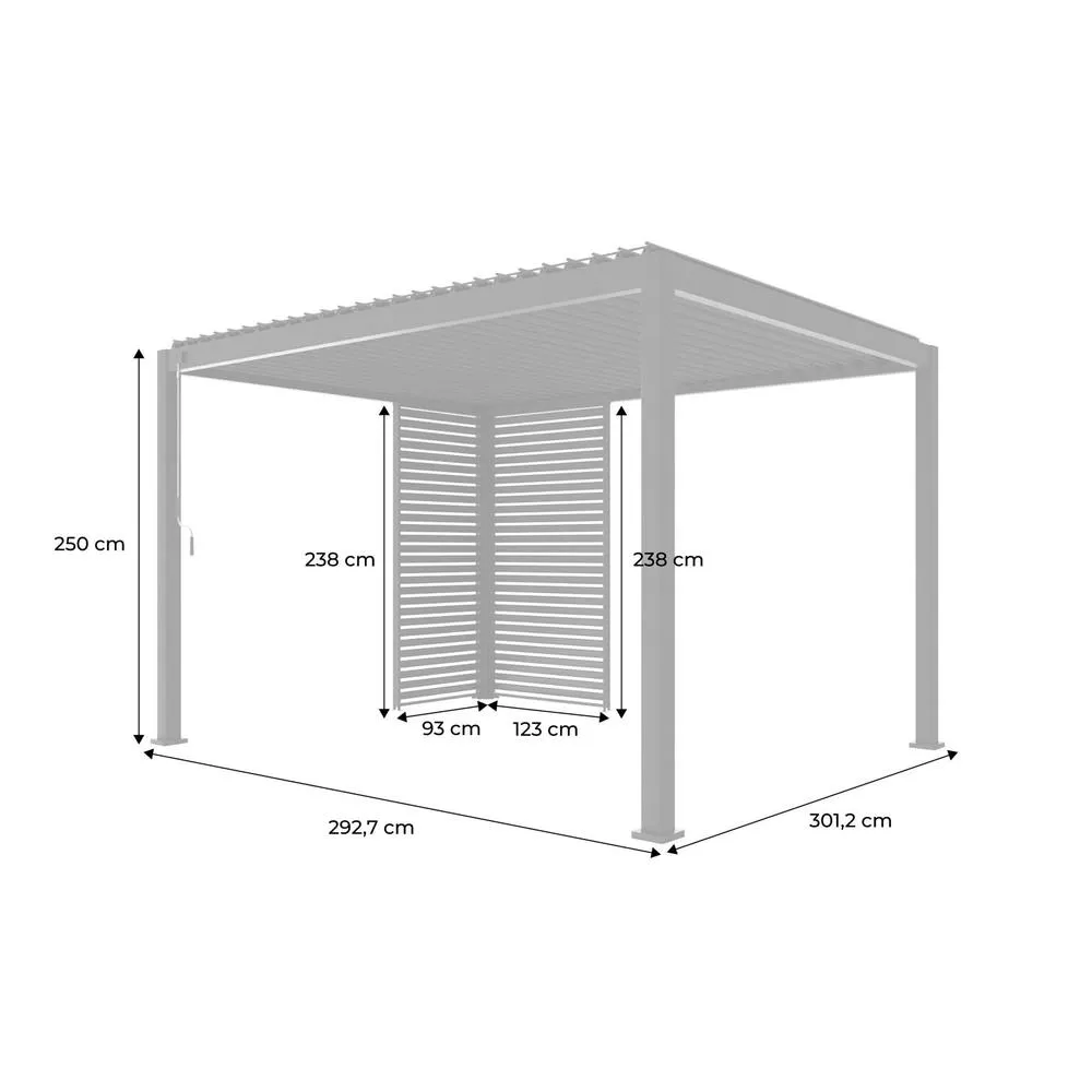 sweeek Louvered pergola Triomphe 3x4m + louvers 100cm + louvers 130cm in Dark Grey 5