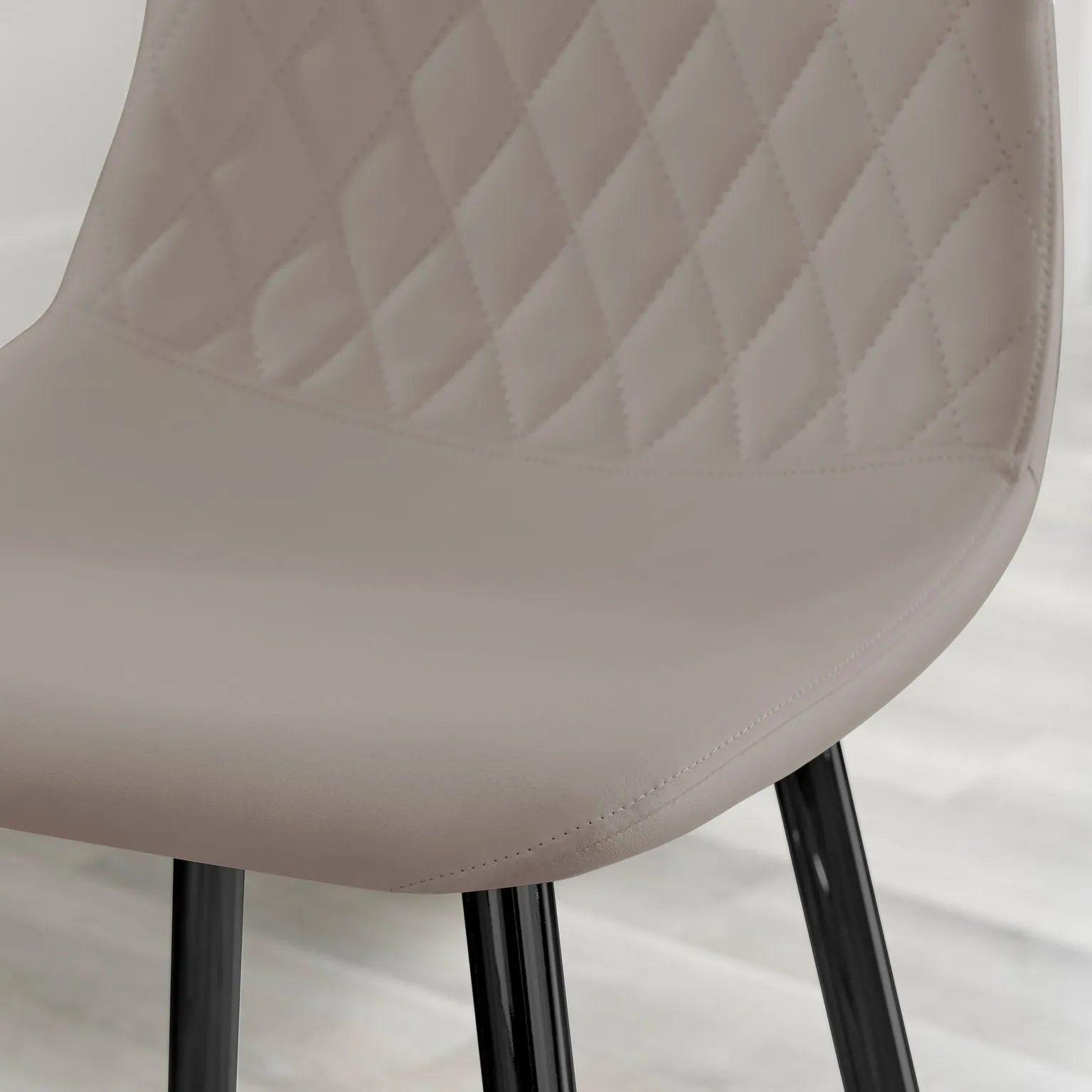 FurnitureboxUK Corona Set of 2 Counter Stools - Faux Leather Counter Stools With Black Legs - Kitchen Island Stool in Beige 3