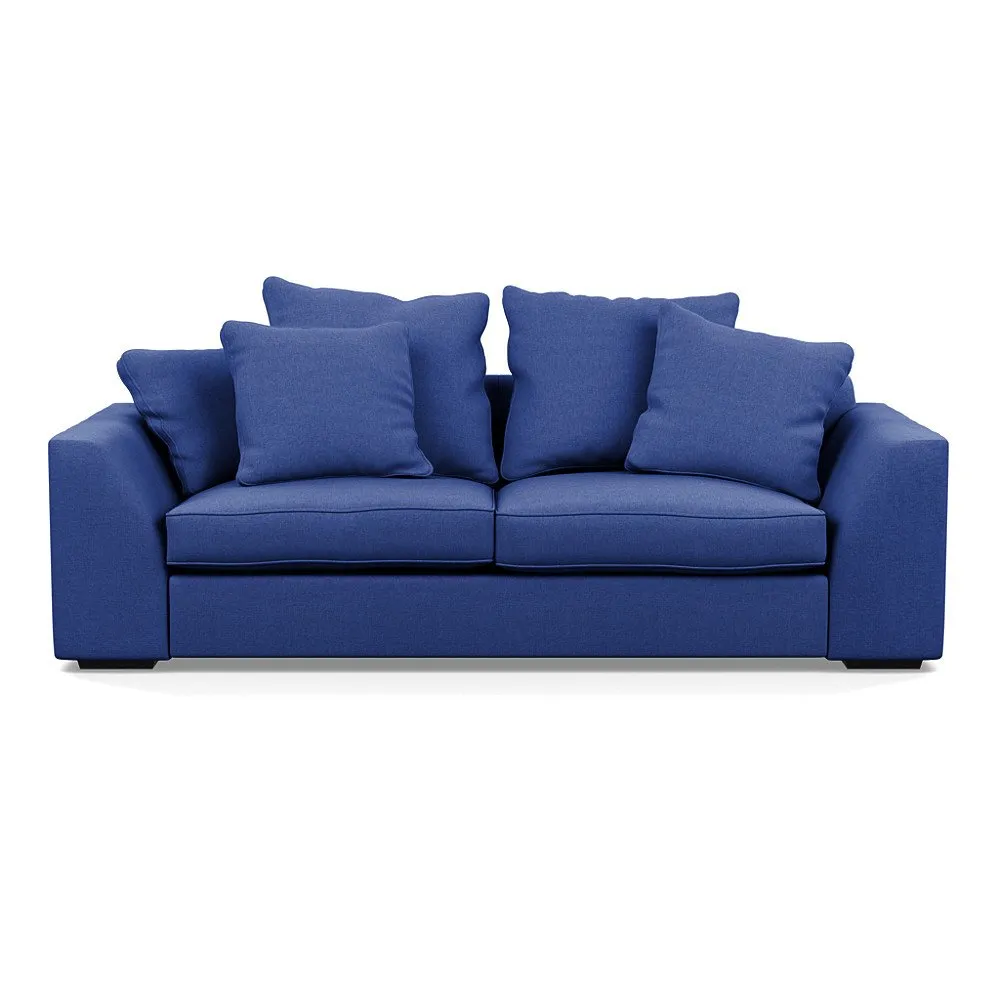 Heal's Cumulus 4 Seater Sofa Brushed Cotton Cobalt Black Feet