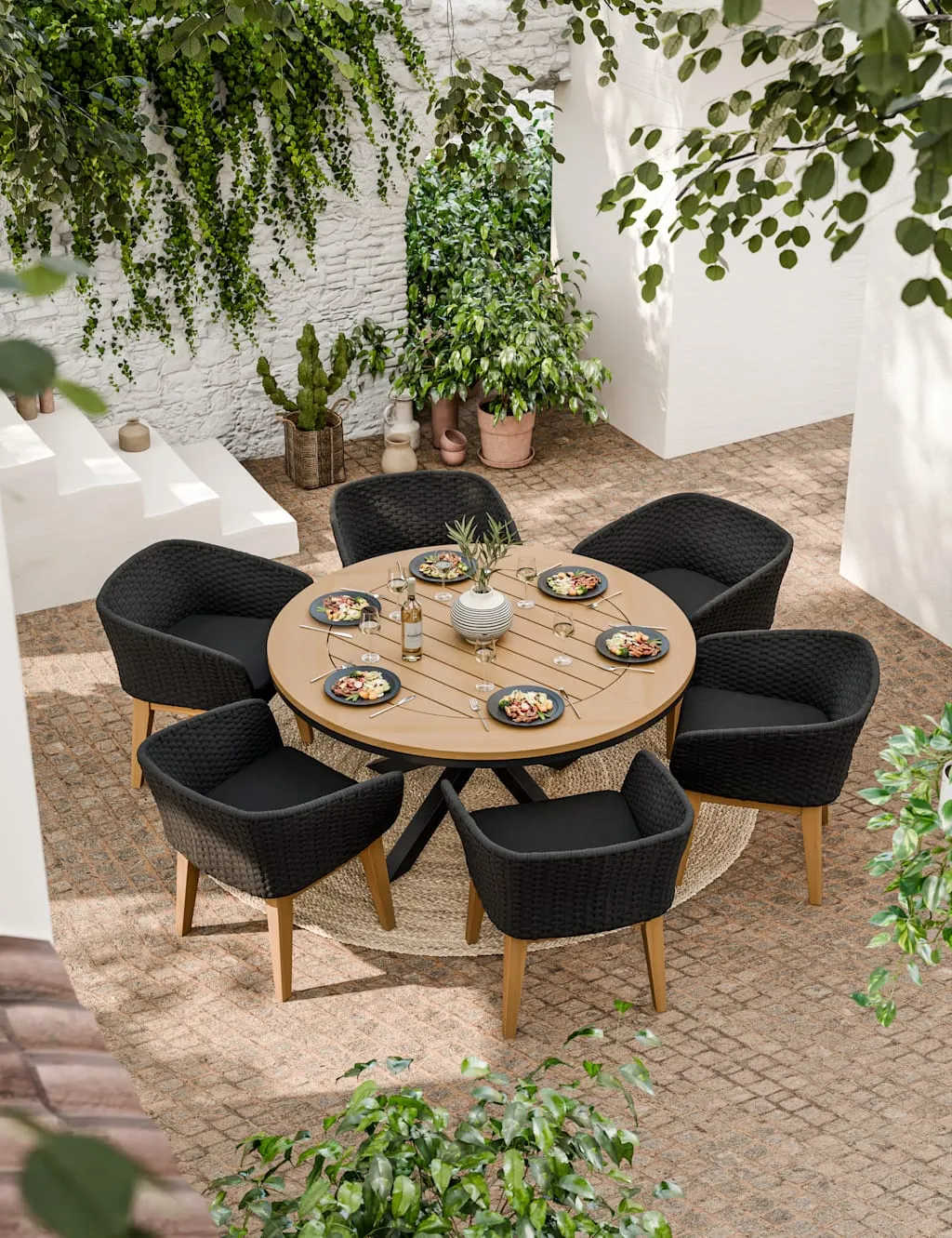 Royalcraft Tuscany 6 Seater Dining Set Black Mix