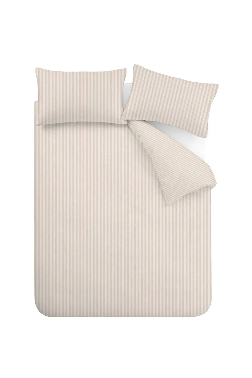 Catherine Lansfield 'Epping Textured Stripe' Reversible Duvet Cover Set in Natural 5