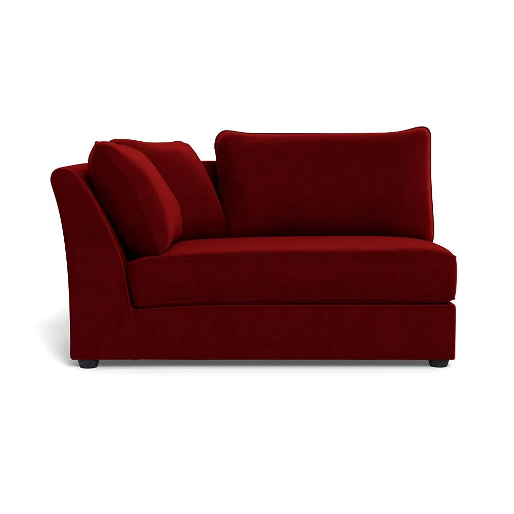 Heal's Tailor Large Curved Left Hand Facing Corner Unit Smart Luxe Velvet Mulberry Black Feet