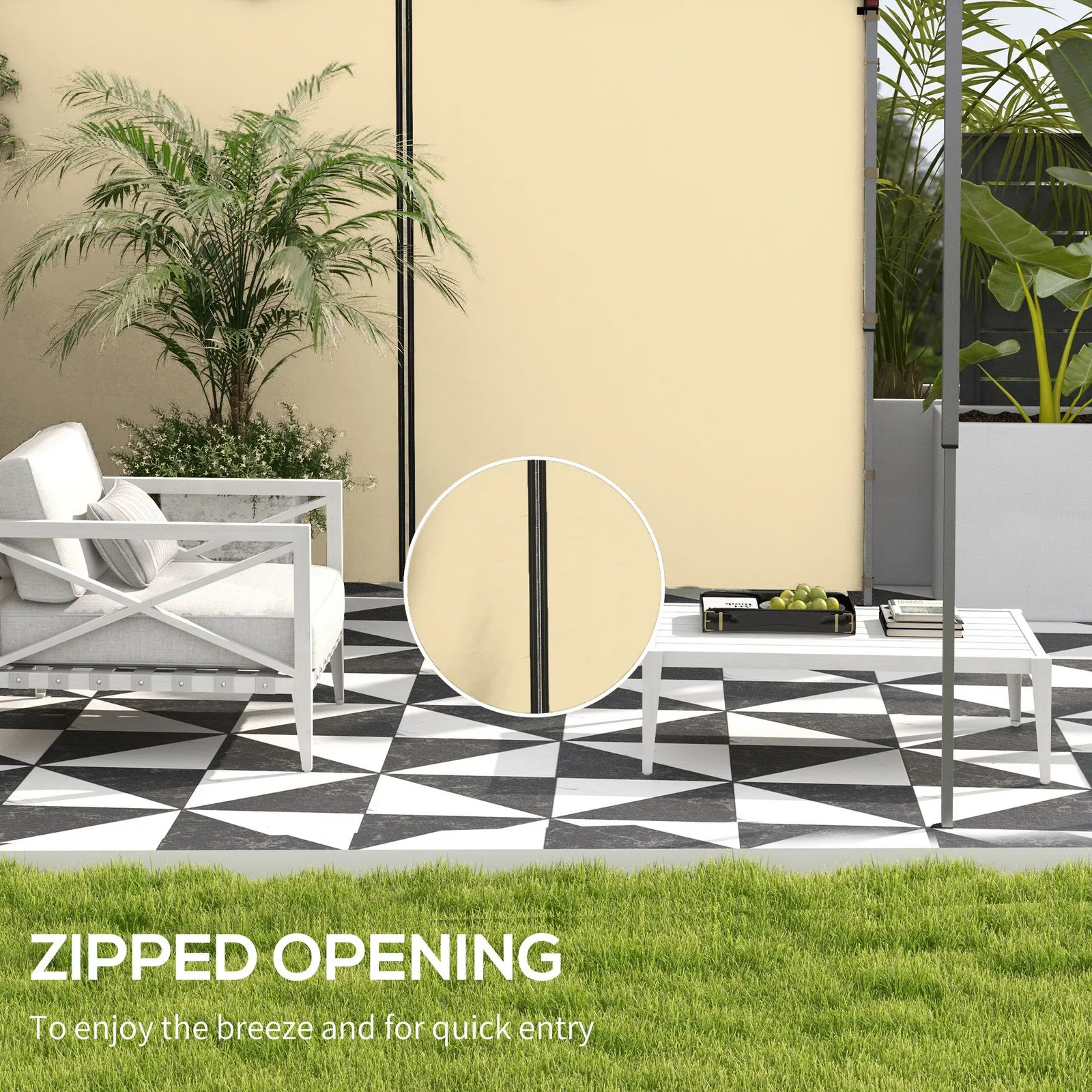 OUTSUNNY 3x3(m) or 3x6m Pop Up Gazebo Side Panels with Zipped Doors in Beige 5