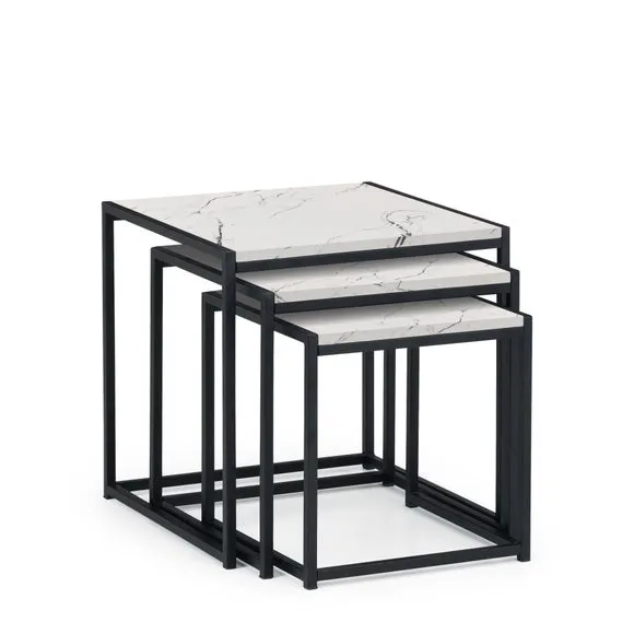 Tribeca Nest of 3 Tables, White Marble 2