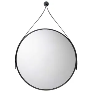 Croydex Mirror with Leather Effect Hanging Strap - Black - 600mm
