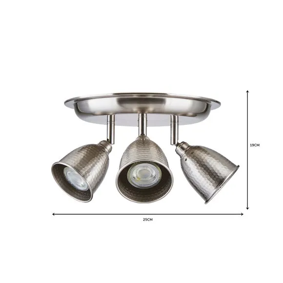 Filbert 3 Light Hammered Chrome Semi Flush Spotlight 6