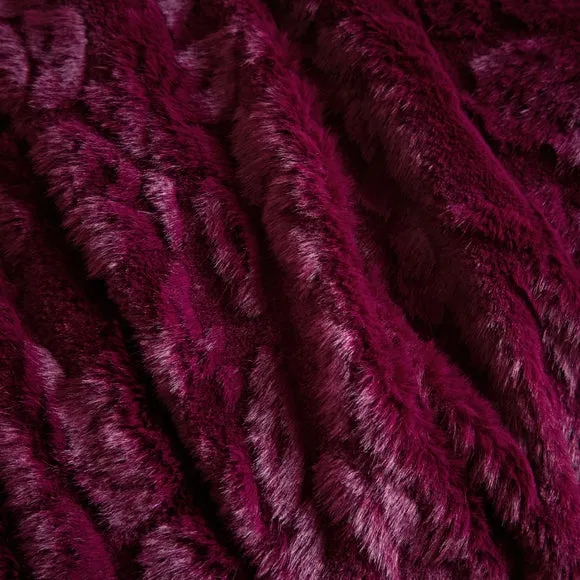 Floral Carved Faux Fur Throw Blanket 130cm x 180cm 2