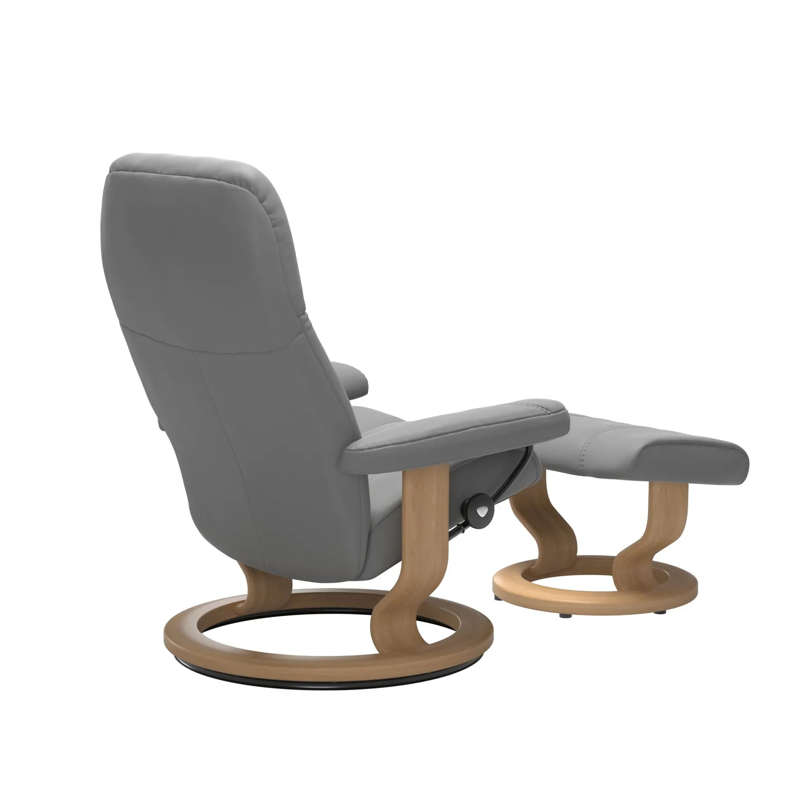 Stressless Consul Small Recliner Chair & Footstool Quickship, Grey Leather | Barker & Stonehouse 4