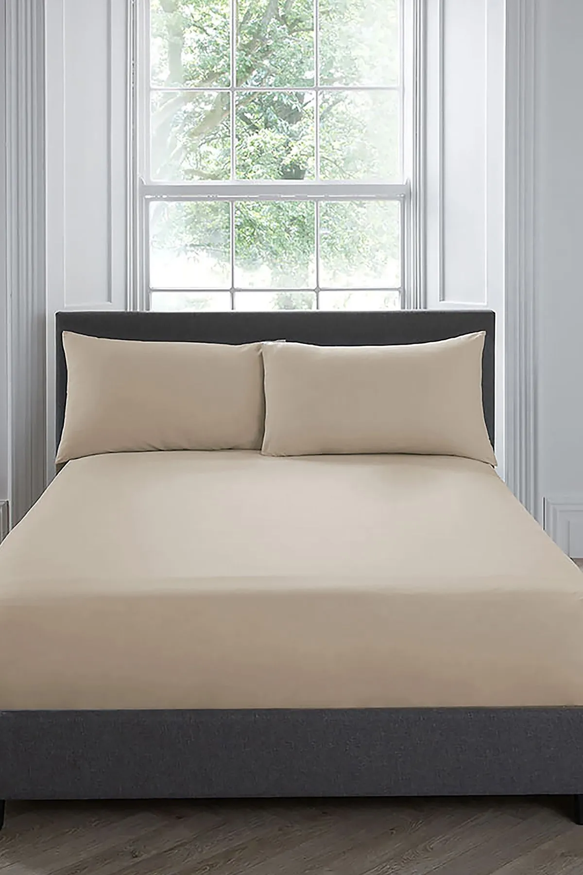 Appletree 'Premium 200TC Plain Dye' Hotel Quality 100% Percale Cotton Oxford Pillowcases (Pair) in Natural 2