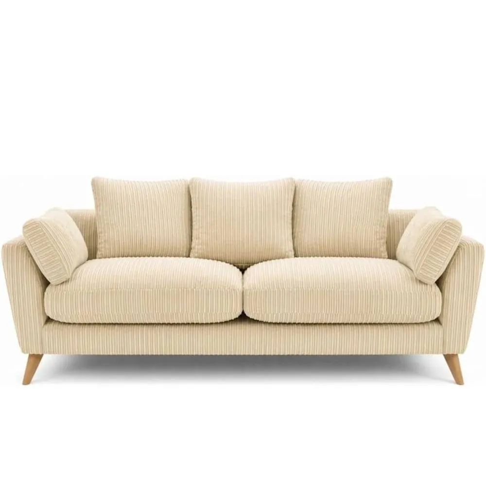 Bliss Furniture Harlow Jumbo Cord 2 Seater Sofa, Modern Tailored Design in Cream