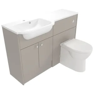 Deccado Benham Soft Suede Left Hand 1200mm Fitted Vanity & Toilet Pan Unit Combination with Left Hand Basin 2